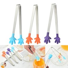 Alicates de aperitivos lisos limpiables de acero inoxidable y silicona para el día a día