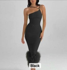 Moda Fiesta Dama de honor Vestido de un solo hombro Cola de pez Sexy Sin espalda talla M.