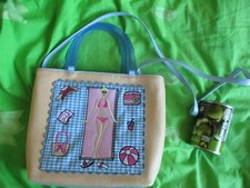 Bolso estilo años 50 look vintage MUJERES niñas cesta gingham azul