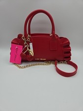 Bolso Bandolera BETSEY JOHNSON Mujer Con Volantes Nuevo Con Etiquetas Rojo Cereza Dije