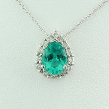 Colgante Piedras Preciosas Cadena Apatita Diamantes Oro Blanco 750 Azul Caribe Valor 2.150€