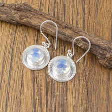 Regalo para ella Pendientes de joyería de piedras preciosas de ópalo lechoso natural de plata de ley 925
