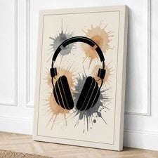 Auriculares en movimiento impresión en lienzo moderno arte de pared decoración del hogar listos para colgar