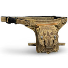 Bolso de pierna de cuero para hombre y mujer Bolso de moto Bolso de cadera Marrón Burned Sand