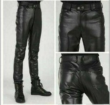 Pantalones de cuero negros Pantalones Nuevos Motociclista Para hombres Pantalones elegantes Calce ajustado Trajes