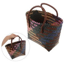Bolso trenzado de color en contraste tejido boho monederos para mujer