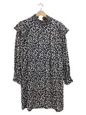 Vestido mujer Pieces estampado floral talla L azul oscuro volantes viscosa