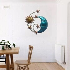 Diseño Distintivo Sol Luna Estrella Arte Pared Decoración Elegancia Metálica para Tu Hogar