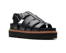 Sandalias Clarks ORIANNA TWIST de cuero negras para dama