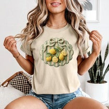 Camiseta estilo ganchillo rama de fruta de limón para mujer limones fruta regalo para ella