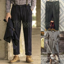 Pantalones para hombre Pantalones Retro a rayas Informales Pantalones para hombre Traje de negocios Talla grande