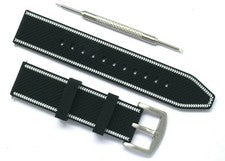 Correa de reloj de repuesto de goma negra/blanca de 22 mm para hombre - Citizen Eco Drive y otros