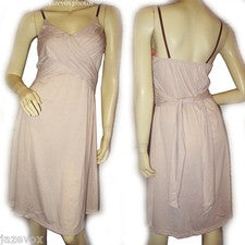Nuevo Vestido Acampanado Y2K Sin Mangas Línea A M Beige Romántico Elegante Solero Ropa de Resort