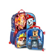 PAW Patrol Niños Mochila y Bolsa de Almuerzo Conjunto Azul Rojo Marshall Chase Skye Escombros