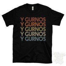 CAMISETA ESTILO RETRO REPETIDA Y GURNOS para hombre y mujer Reino Unido top name regalo