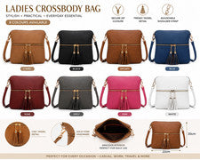 Bolso Bandolera Mujer Tono Dorado Borla Correa Ajustable Moda Bolso de Mano Regalo