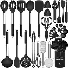 Juego de utensilios de cocina de silicona - 446 ° F utensilios de cocina resistentes al calor 30 piezas N...