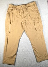 Pantalones Club Room con cordón cintura bolsillo cargo para hombre talla XL beige liso nuevos con etiquetas