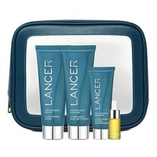 Lancer Skincare the Method Intro Kit, Exfoliante Facial Antienvejecimiento de 3 Pasos, Limpio