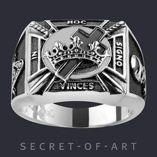 Anillo Caballeros Templarios Caballeros Templarios Anillo de Sello Masones Plata 925 In hoc signo
