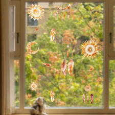 Calcomanía artística bohemia para ventanas hecha de PVC para uso en interiores para decoración del hogar