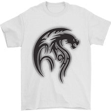 Camiseta negra estilo tatuaje tribal dragón para hombre 100 % algodón