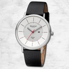 Regent Cuero Reloj de los Hombres Pulsera Cuarzo Negro Pulsera de Cuero URBA722