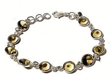 Piedra preciosa R A U C H Q U A R Z HECHA A MANO. Pulsera bisutería plata de ley 925