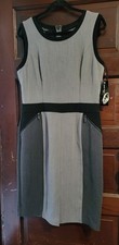Vestido para mujer Nine West 12 negro gris bloques de colores sin mangas nuevo con etiquetas