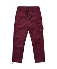 Pantalones utilitarios Reason para hombre 36x32 XL borgoña varios bolsillos cintura elástica