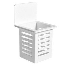 Soporte de utensilios de montaje en pared de plástico para palillos cucharas tenedores 10 x 17,5 cm blanco
