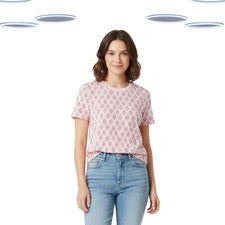 Top para mujer Ex Man S - Camiseta manga corta estampado de azulejos rosa