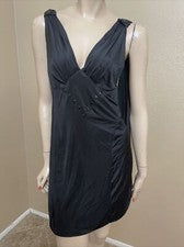 Vestido solero para mujer negro poliéster cóctel fiesta con cuentas correas ciruela talla L