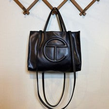 Bolso de compras mediano Telfar de cuero vegano negro