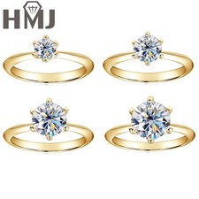 1-3CT 18K Plated Solitaire Moissanite Wedding Rings for Women 925 Silver Rings