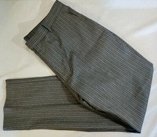 Hombre Perry Ellis Slim Gris Rayas Frente Plano Poliéster Viscosa Pantalón 36x32 Nuevo Sin Etiquetas