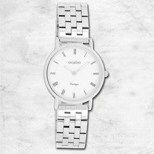 Oozoo Unisex Reloj de Pulsera OOZOO Vintage Analógico Acero Inoxidable Plata UOC20372