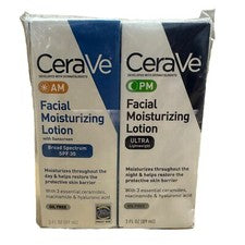 CeraVe AM/PM Loción Hidratante Facial Cuidado de la Piel Set Ultra Ligero 3oz
