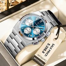 POEDAGAR Reloj Hombre Cuarzo Cronógrafo 30M Impermeable Inoxidable Luminoso NUEVO
