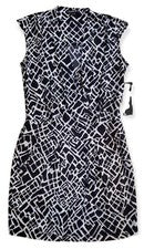 Vestido My Michelle para mujer talla pequeña negro blanco sin mangas hasta la rodilla