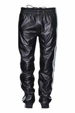 DISEÑADOR Nuevo Pantalón de Correr Para Hombre RAYAS BLANCAS 100% Piel de Cordero Real Estilo Motociclista Pantalón