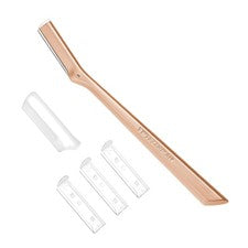 Maquinilla de afeitar facial reutilizable oro rosa - Herramienta exfoliante para todo tipo de piel