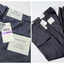 Pantalones portafolio Perry Ellis para hombre 38 x 34 negros calce clásico elegantes de viaje nuevos