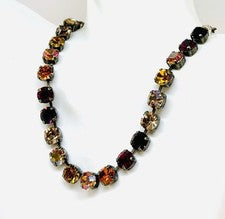 Collar Tenis Cristal Borgoña Colores Otoño, Collar Cadena Copa Colores Otoño