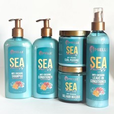 Colección de cuidado del cabello anti-desprendimiento de musgo marino Mielle Organics, conjunto de paquete de 5 piezas, 