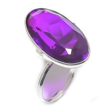 Anillo de joyería de plata de ley 925 con piedras preciosas de amatista talla 7 regalo X-Mas O579