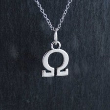 Omega Letra Griega Dije Collar Plata Esterlina 925 Alfabeto Universidad Hermandad
