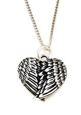 Collar con dije colgante de corazón con alas de ángel de plata de ley en cadena de plata