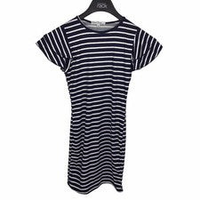 Mini Vestido para Mujer Antorcha Terciopelo S Azul Blanco Rayas Manga Acampanada Body Con