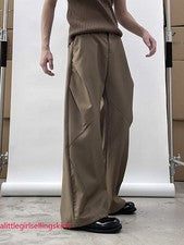 Traje-pantalones de pierna ancha estilo coreano para hombre con efecto drapeado para ropa de calle informal